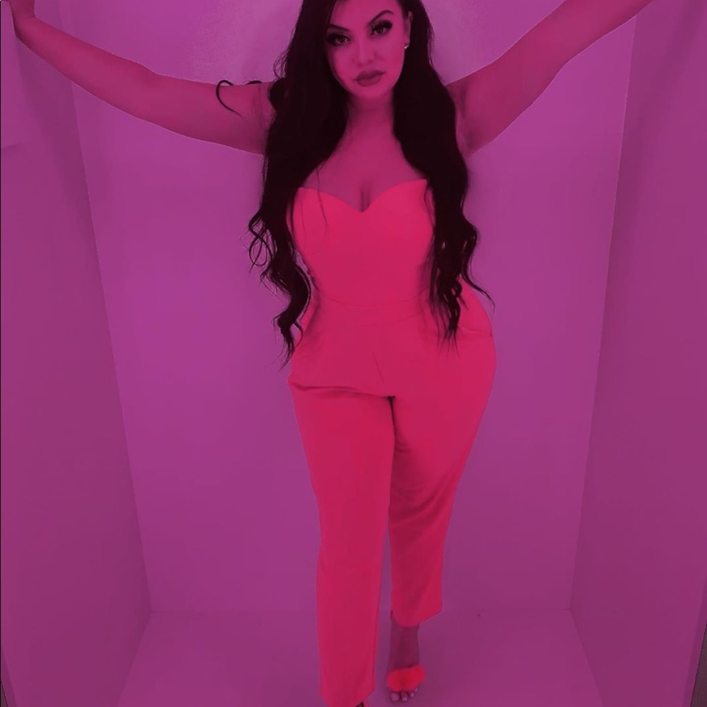 Hot pink express jumpsuit